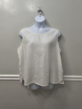 Eileen Fisher 100% Irish Linen 2X Sleeveless Tank Top White Boho  Minimalist